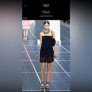 Chanel SS13 black + blue strapless mini dress size 36